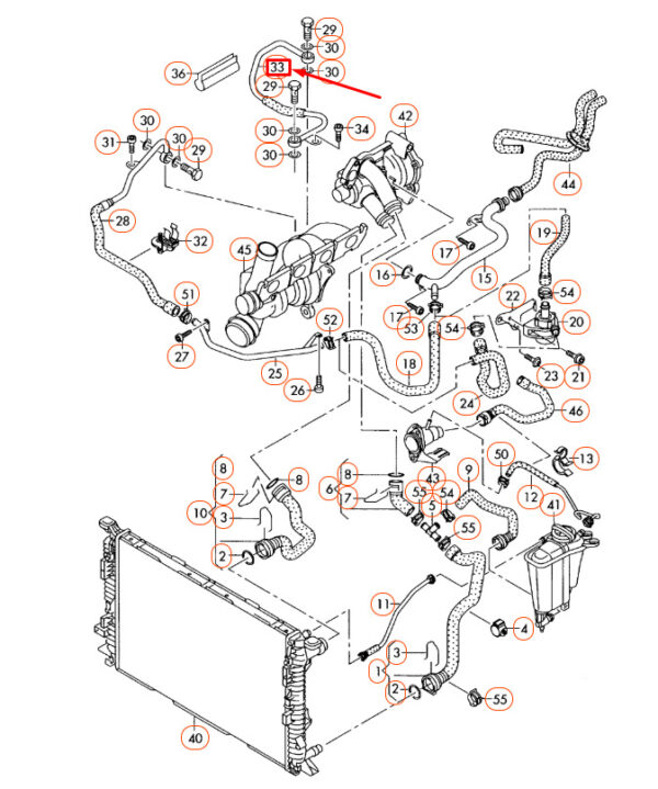 06H121497B - NEW AUDI A4 B8 FEED COOLANT PIPE 06H121497B
