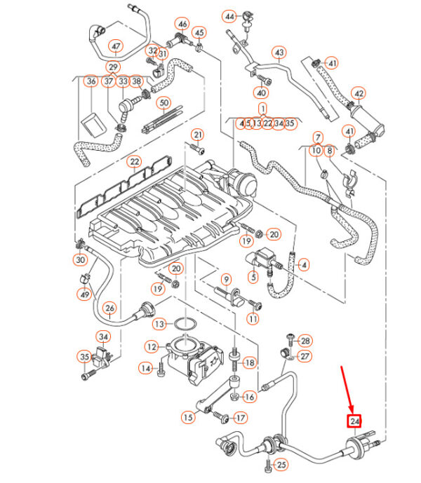 06H133781CK - NEW AUDI A4 B8 VACUUM SYSTEM PURGE VALVE AND HOSE 06H133781CK