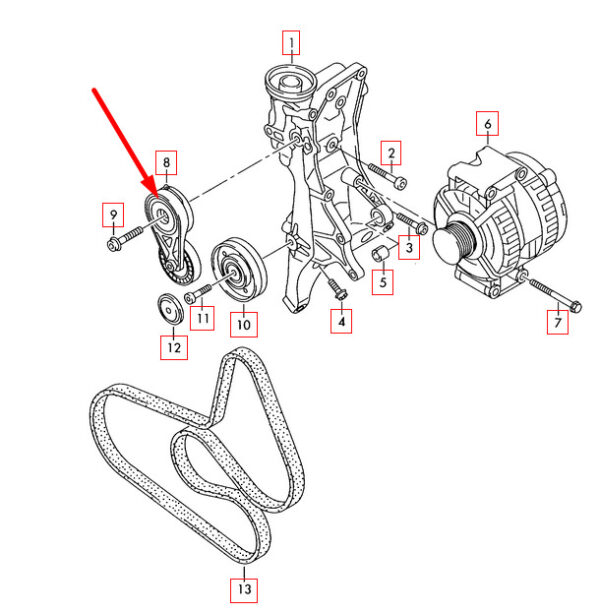 06H903133G - NEW AUDI A4 B7 BELT TENSIONER 06H903133G 20TFSI
