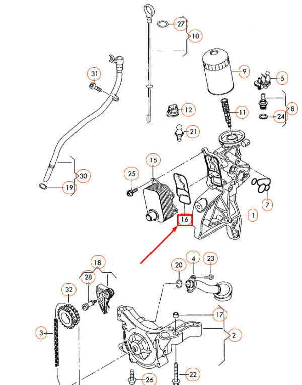 06J117070C - NEW AUDI A3 8P ENGINE OIL COOLER GASKET 06J117070C