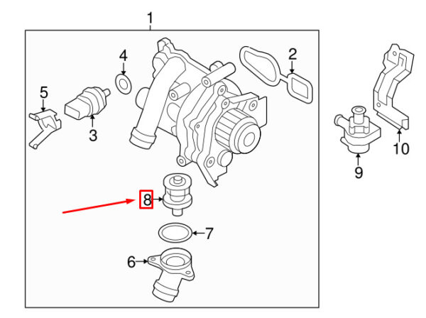 06J121113A - NEW AUDI A4 AVANT B8 ENGINE COOLANT THERMOSTAT 06J121113A ORIGINAL