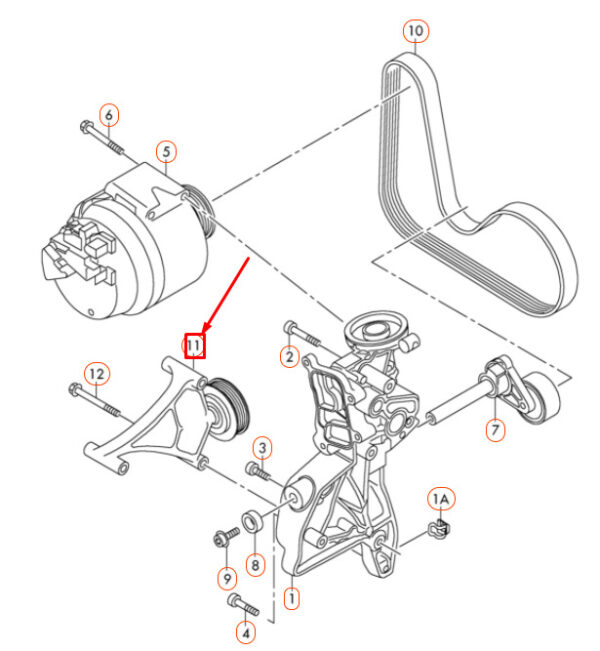 06J145172 - NEW AUDI A3 8P ACCESSORY BELT IDLER PULLEY HOLDER 06J145172 ORIGINAL