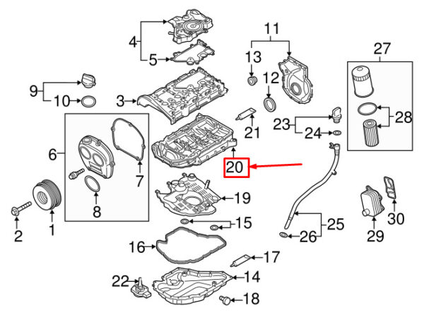 06K103603BF - NEW AUDI A3 SPORTBACK 8V UPPER OIL PAN 06K103603BF ORIGINAL