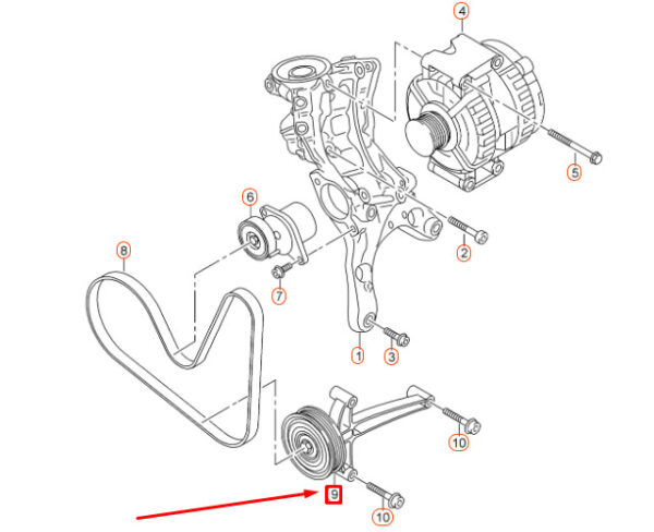 06K145172 - NEW AUDI A3 8V DRIVE BELT IDLER PULLEY HOLDER 06K145172