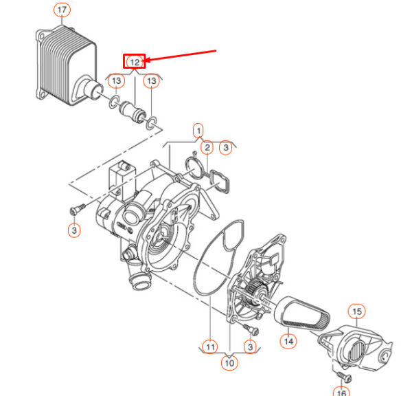 06L121131 - NEW AUDI A1 MK1 WATER PUMP UNION SEAL 06L121131 ORIGINAL