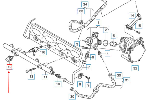 06L906054D - Audi A4 B9 Fuel Pressure Sensor 06L906054D NEW ORIGINAL