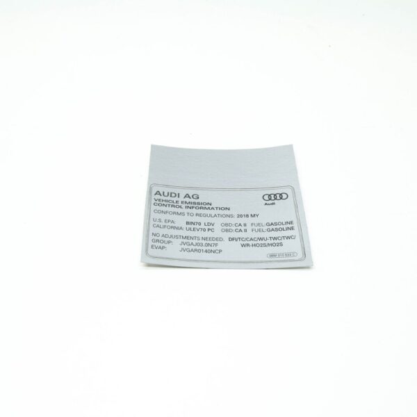 06M010533C - NEW AUDI A4 AVANT B9 EMISSION VALUES DATA PLATE 06M010533C ORIGINAL