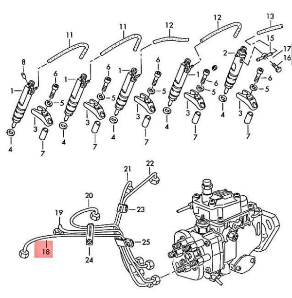 074130301E - NEW VW DIESEL-INDUSTRIE-MOTORE EUROVAN LT 4X4 PRESSURE PIPE 074130301E ORIGINAL