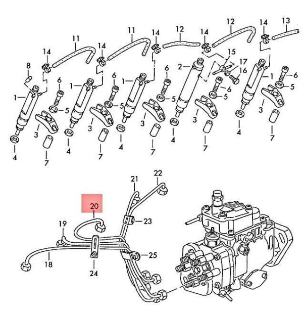 074130303E - NEW VW DIESEL-INDUSTRIE-MOTORE EUROVAN LT 4X4 PRESSURE PIPE 074130303E ORIGINAL
