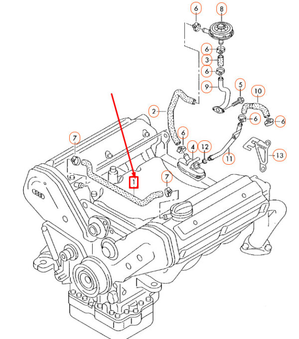 077103221AM - NEW AUDI A8 D3 BREATHER VENT HOSE 077103221AM ORIGINAL