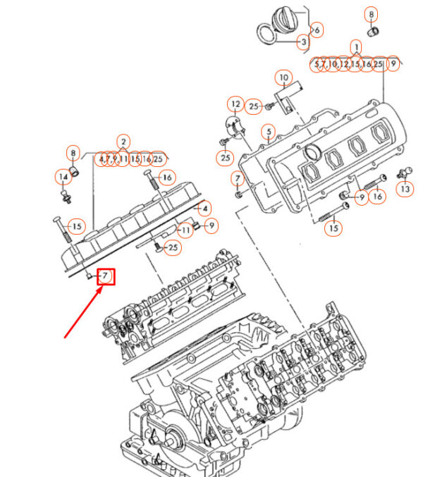 077103487B - New Audi A4 B6 ENGINE VALVE COVER GASKET 077103487B