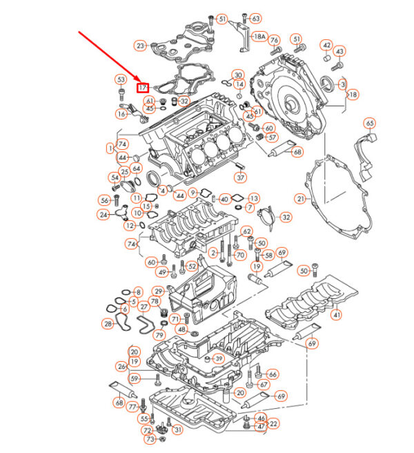 079103161J - NEW AUDI A6 C6 VALLEY PAN GASKET 079103161J ORIGINAL
