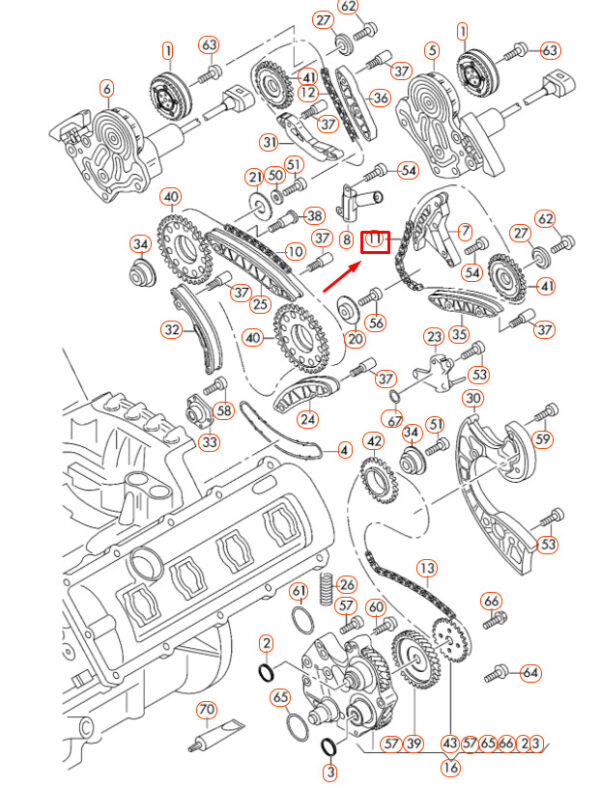 079109229K - Audi A4 B7 Left Camshaft Control Chain 079109229K NEW REAL