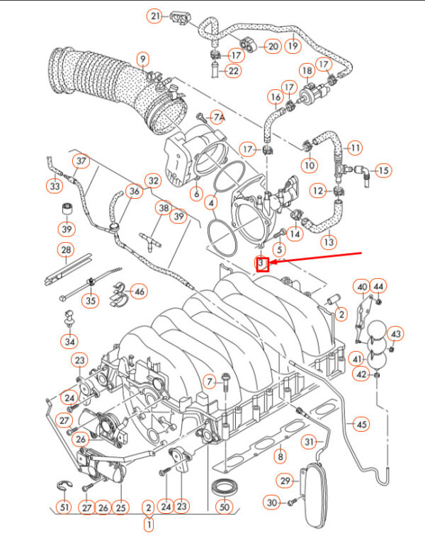 079133021C - NEW AUDI A6 C6 THROTTLE BODY CONNECTOR UNION 079133021C OEM