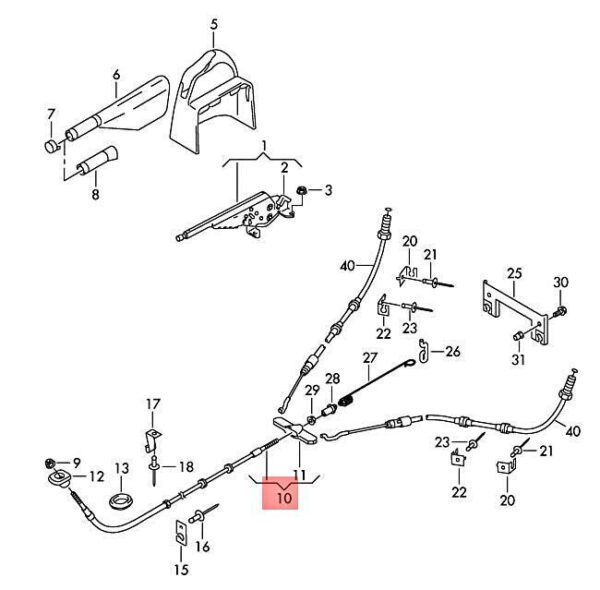 7L1711476A - NEW VOLKSWAGEN TRANSPORTER T6 HAND BRAKE CABLE 7L1711476A LHD ORIGINAL