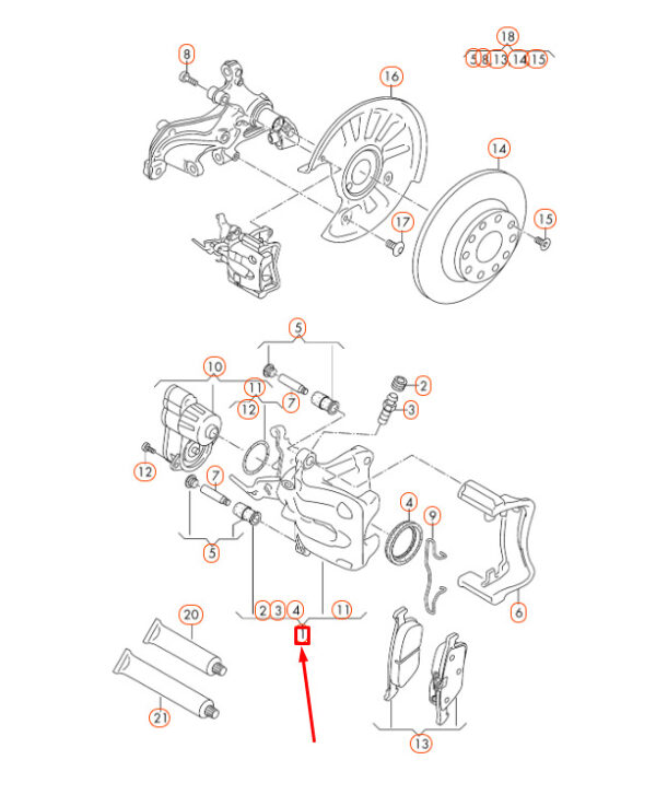 8V0615424E - Audi A3 8V rear right caliper housing 8V0615424E NEW REAL