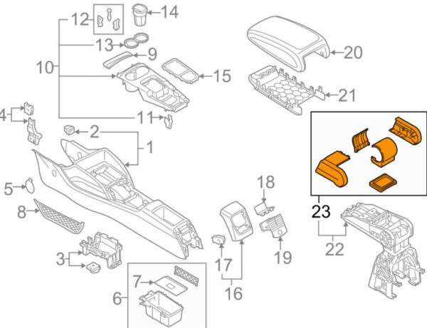 8V0898277BC5 - NEW AUDI A3 8V CENTER CONSOLE ARMREST MOUNTING SET 8V0898277BC5 OEM