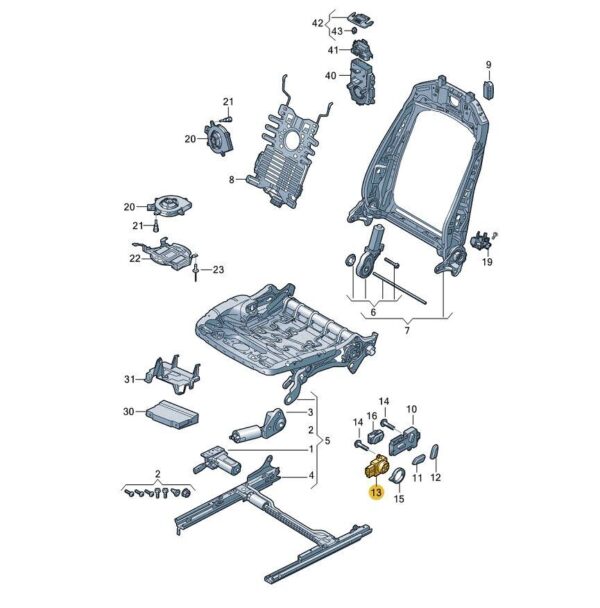 8V0959778MG6 - AUDI A5 MK2 F5 Front Right Seat Lumbar Support Switch 8V0959778MG6 NEW GENUINE