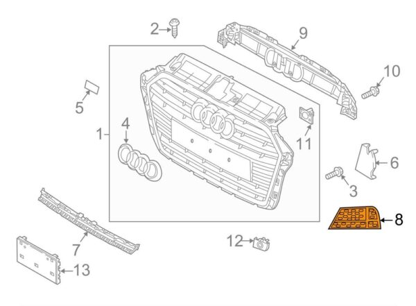 8V3807682Q - NEW AUDI A3 8V FRONT RIGHT GRILLE 8V3807682Q BMO OEM