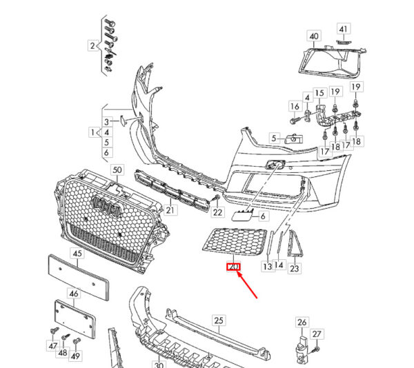 8V4807681BT94 - NEW AUDI RS3 8V FRONT BUMPER LEFT AIR GUIDE GRILLE 8V4807681BT94 OEM