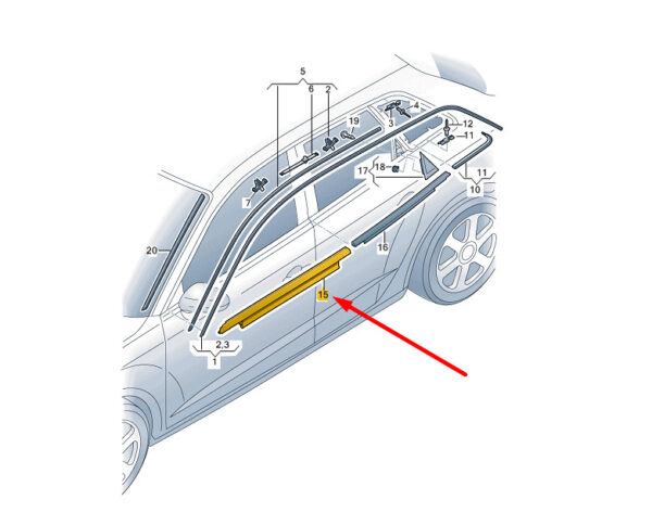 8V4853283A - NEW AUDI A3 8V FRONT LEFT WINDOW STRIPS WITH TRIM STRIP 8V4853283AT94 ORIGINAL