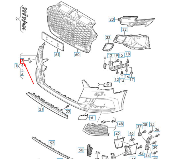 8V5807241DGRU - NEW AUDI RS3 SPORTBACK 8V FRONT BUMPER TOW HOOK COVER CAP 8V5807241DGRU ORIGINAL