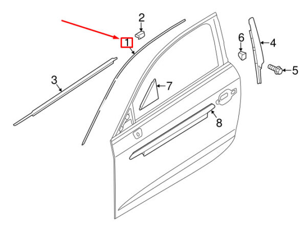 8V5837644AT94 - NEW AUDI A3 SPORTBACK 8V FRONT RIGHT UPPER WINDOW TRIM 8V5837644AT94 ORIGINAL