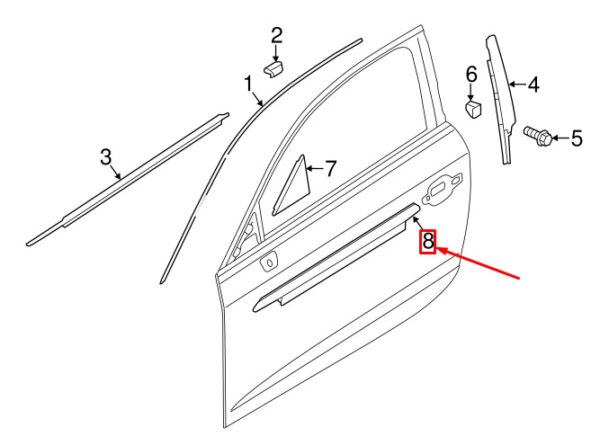 8V5853284AT94 - NEW AUDI A3 SPORTBACK 8V FRONT RIGHT DOOR BELT MOLDING 8V5853284AT94 ORIGINAL