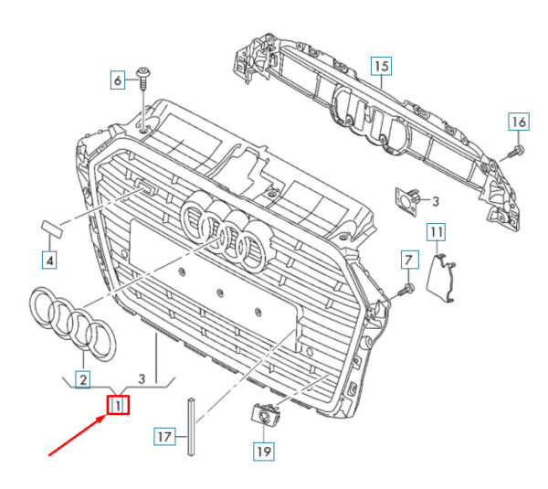 8V5853651AAFUQ - NEW AUDI A3 S3 8V FRONT RADIATOR GRILLE 8V5853651AAFUQ