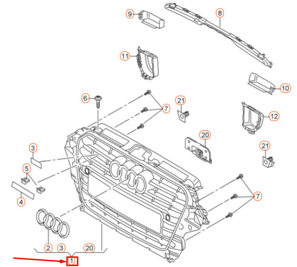 8V5853651BT94 - NEW AUDI A3 8V FRONT RADIATOR GRILLE 8V5853651BT94 ORIGINAL