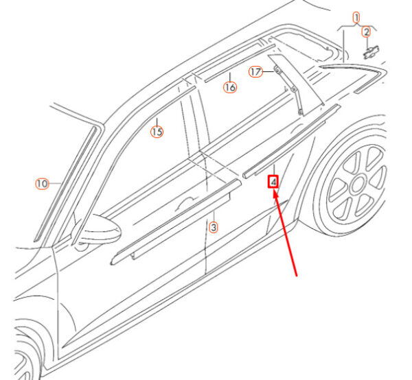 8V5853763AT94 - NEW AUDI A3 8V FRONT RIGHT DOOR WINDOW SLOT SEAL TRIM 8V5853763AT94 ORIGINAL