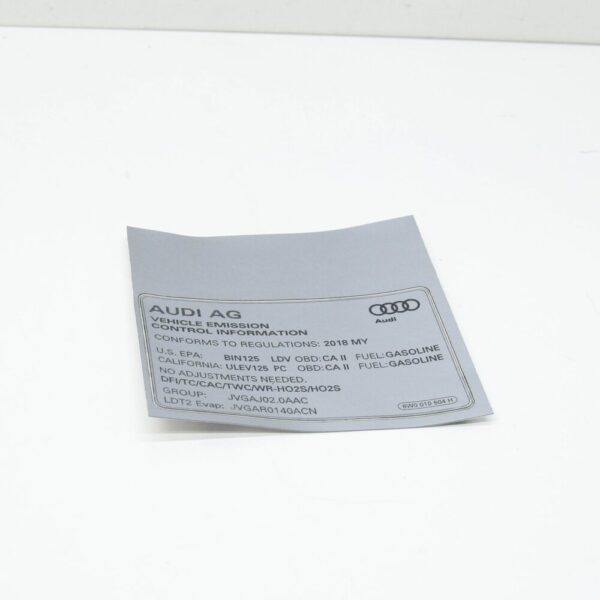 8W0010504H - New Audi Q5 FY Data Plate 8W0010504H Genuine