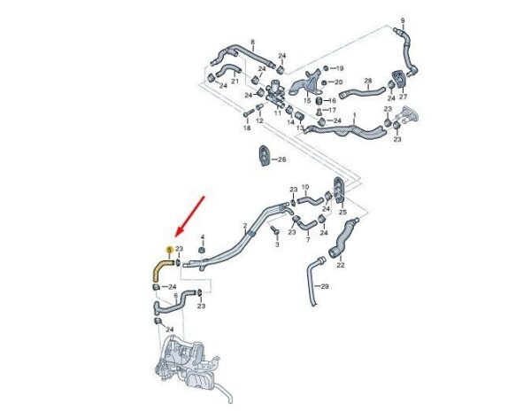 8W0265351L - AUDI A4 B9 Coolant Hose Pipe 8W0265351L NEW GENUINE