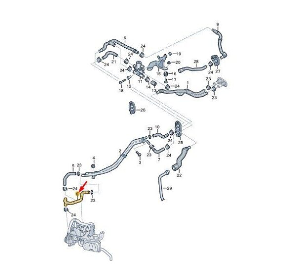 8W0265353L - AUDI A4 B9 Coolant Hose Pipe 8W0265353L NEW GENUINE