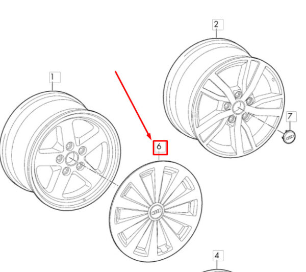 8W0601147 - Audi A4 B9 wheel hub cover 1pc 8W0601147 NEW GENUINE