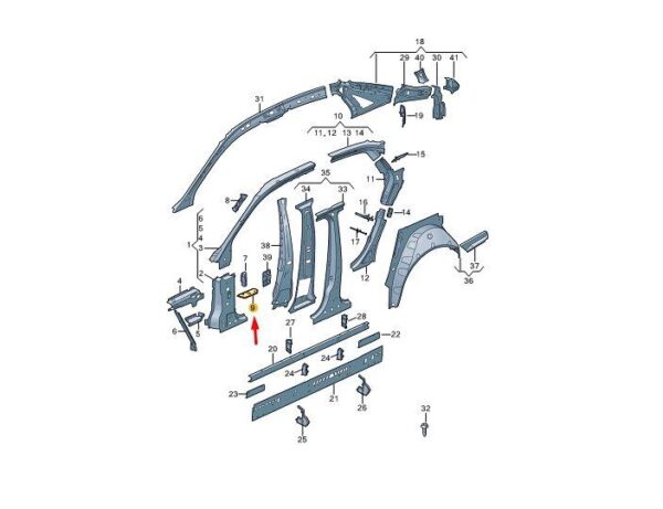 8W0810241 - AUDI A4 B9 A-Pillar Lower Sound Absorber 8W0810241 NEW GENUINE