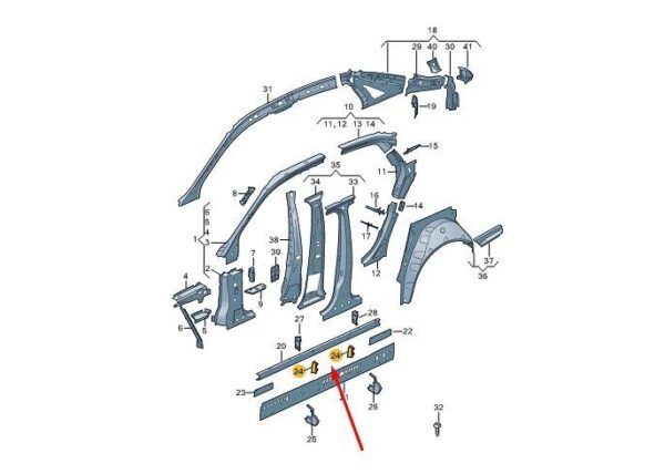 8W0810619 - AUDI A4 B9 Side Trim Noise Insulation Plate 8W0810619 NEW GENUINE