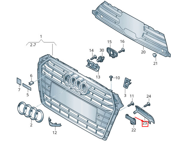 8W0853037D - NEW AUDI A4 AVANT B9 LEFT RADIATOR GRILLE COVER 8W0853037D ORIGINAL