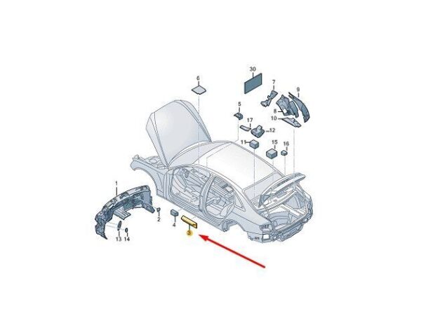 8W0863335 - AUDI A4 B9 B-Pillar Lower Sound Absorber 8W0863335 NEW GENUINE