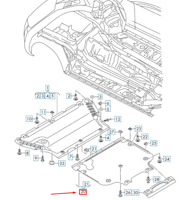 8W0863822B - NEW AUDI A4 S4 B9 FRONT BELLY PAN REAR SECTION 8W0863822B ORIGINAL