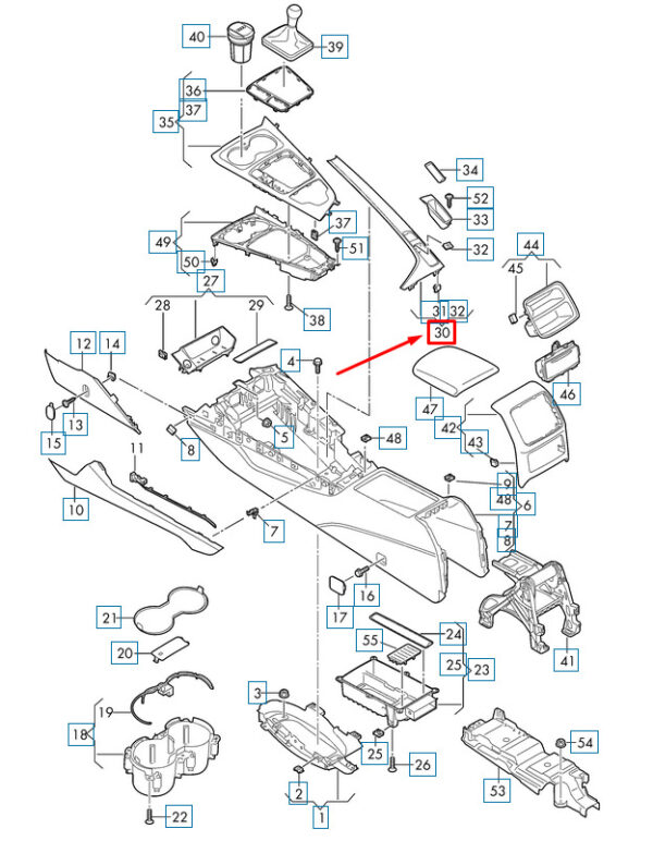 8W2863969JUR3 - NEW AUDI A4 B9 CENTRE CONSOLE COVER FRAME RHD 8W2863969JUR3 OEM