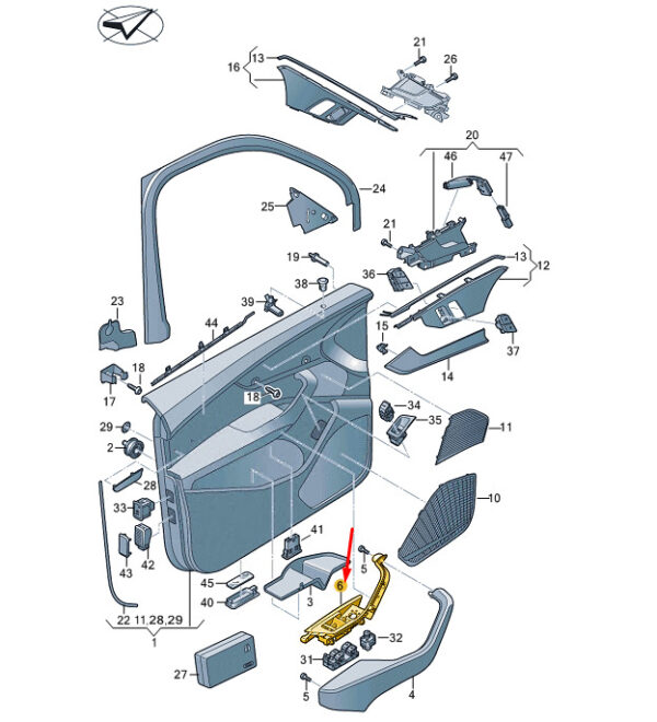 8W2867172B6PS - New AUDI A4 B9 Front Right Door Top Handle Shell RHD 8W2867172B6HP Genuine