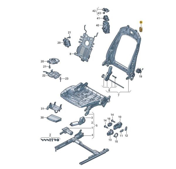 8W6959665A4PK - AUDI A5 MK2 F5 Front Seat Left Entry Aid Button 8W6959665A4PK NEW GENUINE
