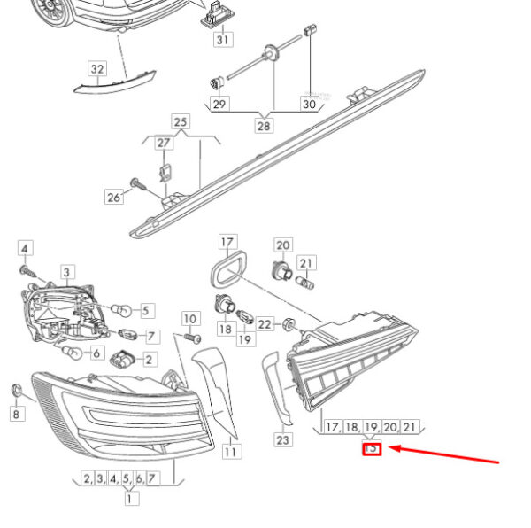 8W9945075 - NEW OEM AUDI A4 AVANT B9 REAR LEFT INNER TAILLIGHT 8W9945075 GENUINE