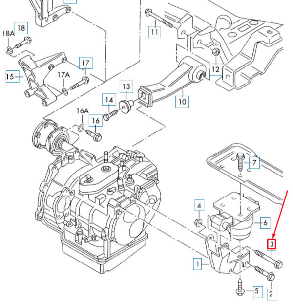N10141003 - NEW AUDI Q3 8U LEFT TRANSMISSION CONSOLE HEX COLLARED BOLT N10141003 ORIGINAL
