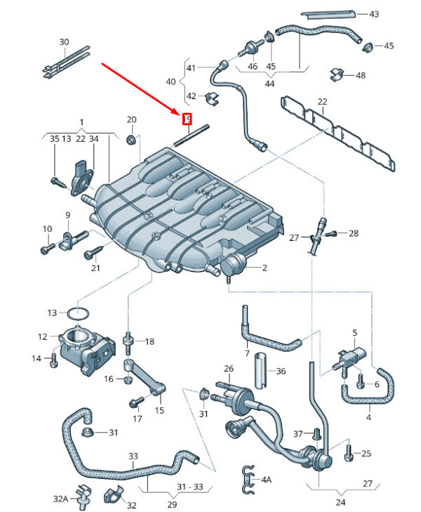 N10277103 - AUDI Q5 8R Intake Manifold Threaded Pin N10277103 NEW GENUINE