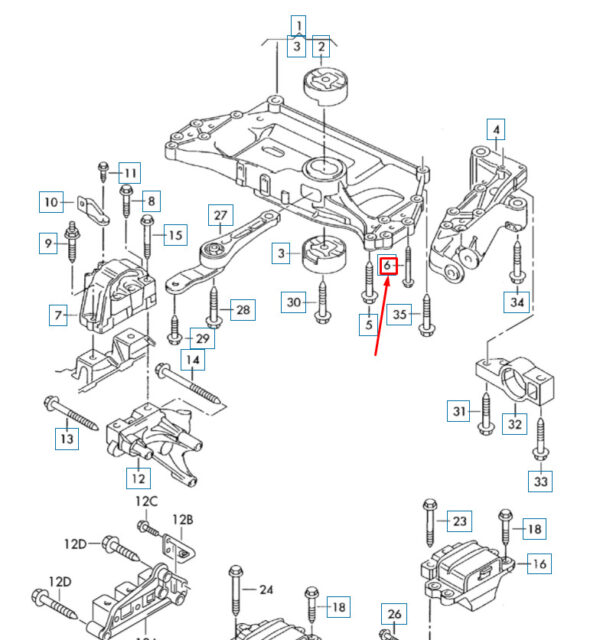 N10579702 - NEW AUDI A3 SPORTBACK 8P TRANSMISSION MOUNTING BRACKET BOLT N10579702 ORIGINAL