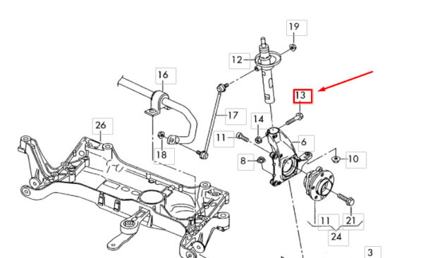 N90954802 - NEW AUDI A3 8V FRONT STEERING KNUCKLE HEAD SCREW N90954802 ORIGINAL