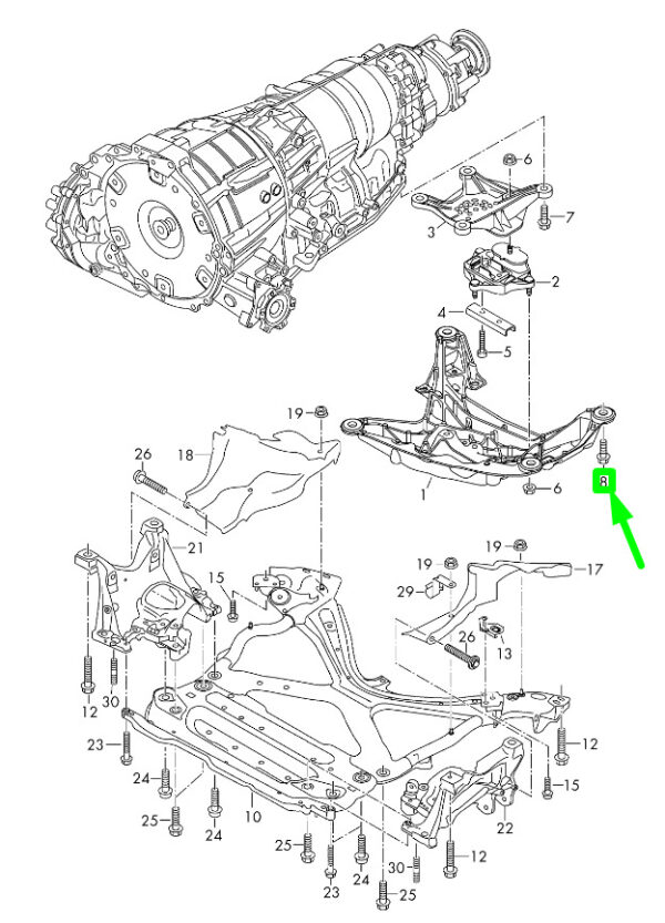 N91209701 - Audi A4 B9 transmission bracket cross beam screw N91209701 NEW ORIGINAL