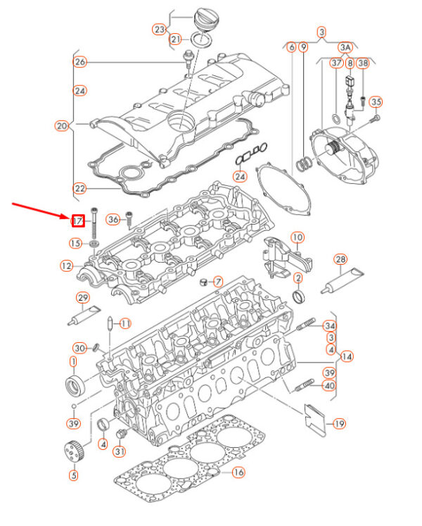 WHT005305 - Audi A1 8X cylinder head screw WHT005305B NEW REAL